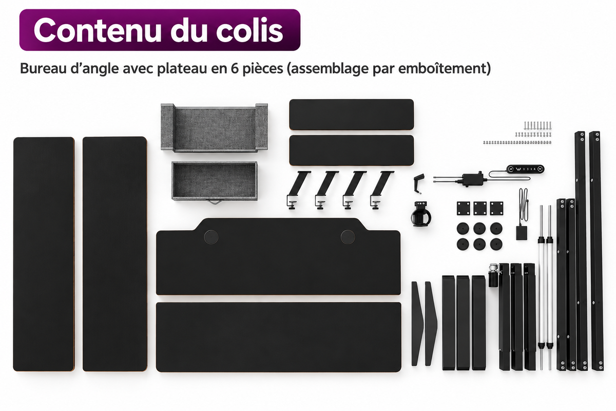CORNER | Bureau Assis Debout en L Noir