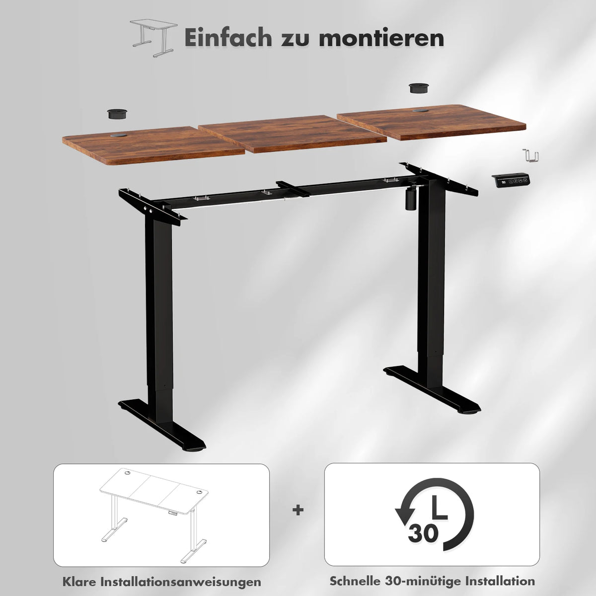 Bureau assis debout FLOW Bois foncé