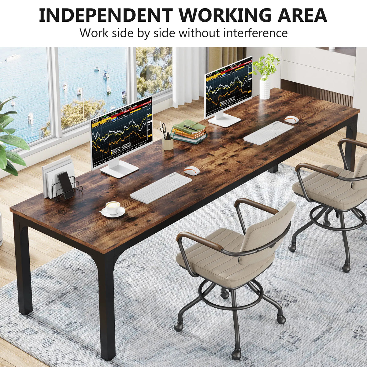 EvoDesk CORE Chêne gris | Grand Bureau 200 × 70 cm