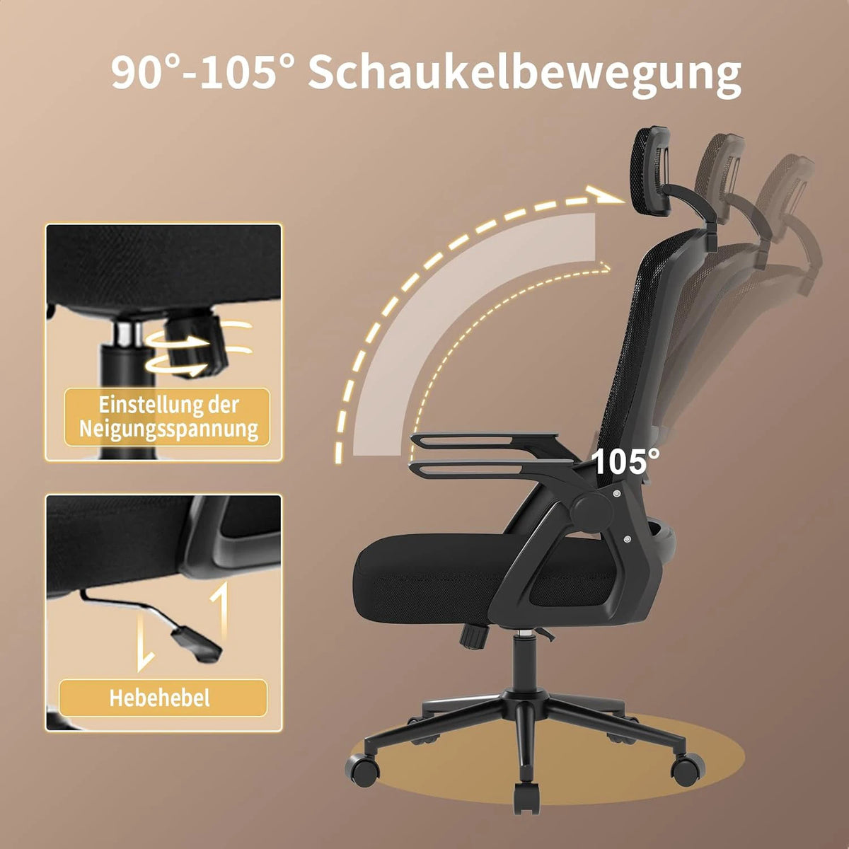SEAT FLEX Noir | Chaise Ergonomique avec Soutien Lombaire