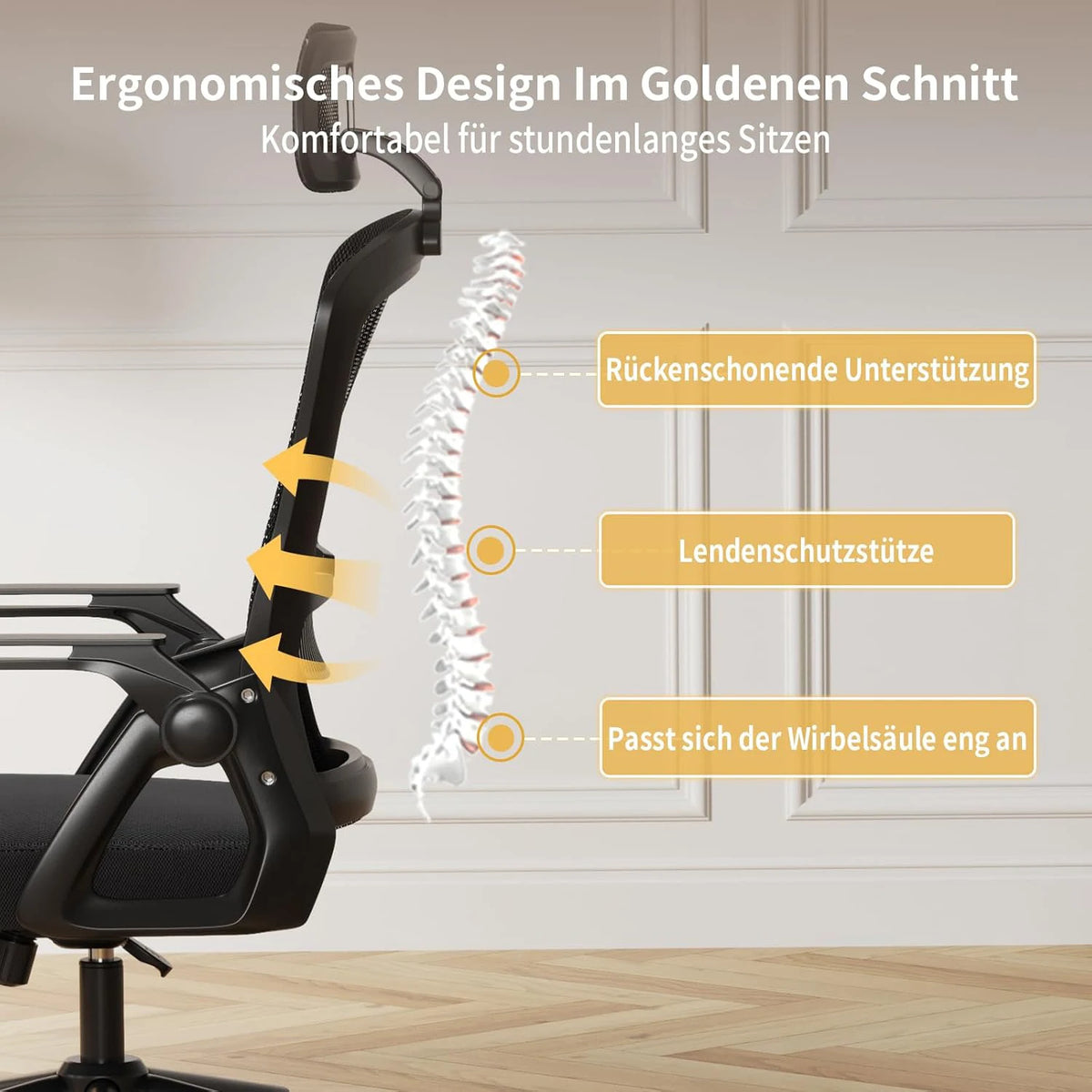 SEAT FLEX Gris clair | Chaise Ergonomique avec Soutien Lombaire