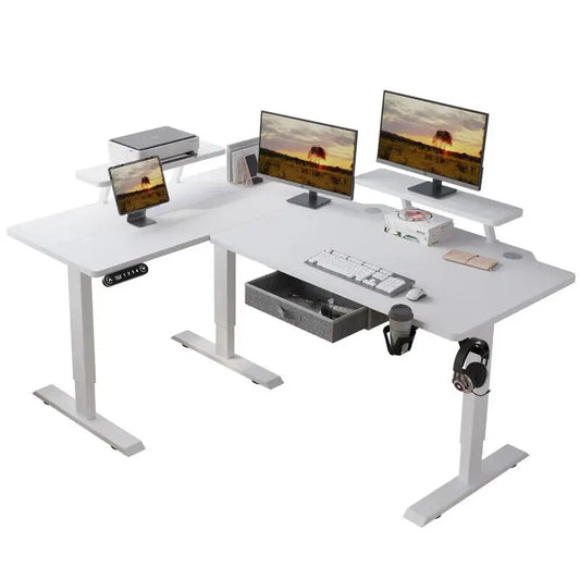 EvoDesk CORNER Blanc | Bureau Assis-Debout Électrique en L 160 × 120 cm