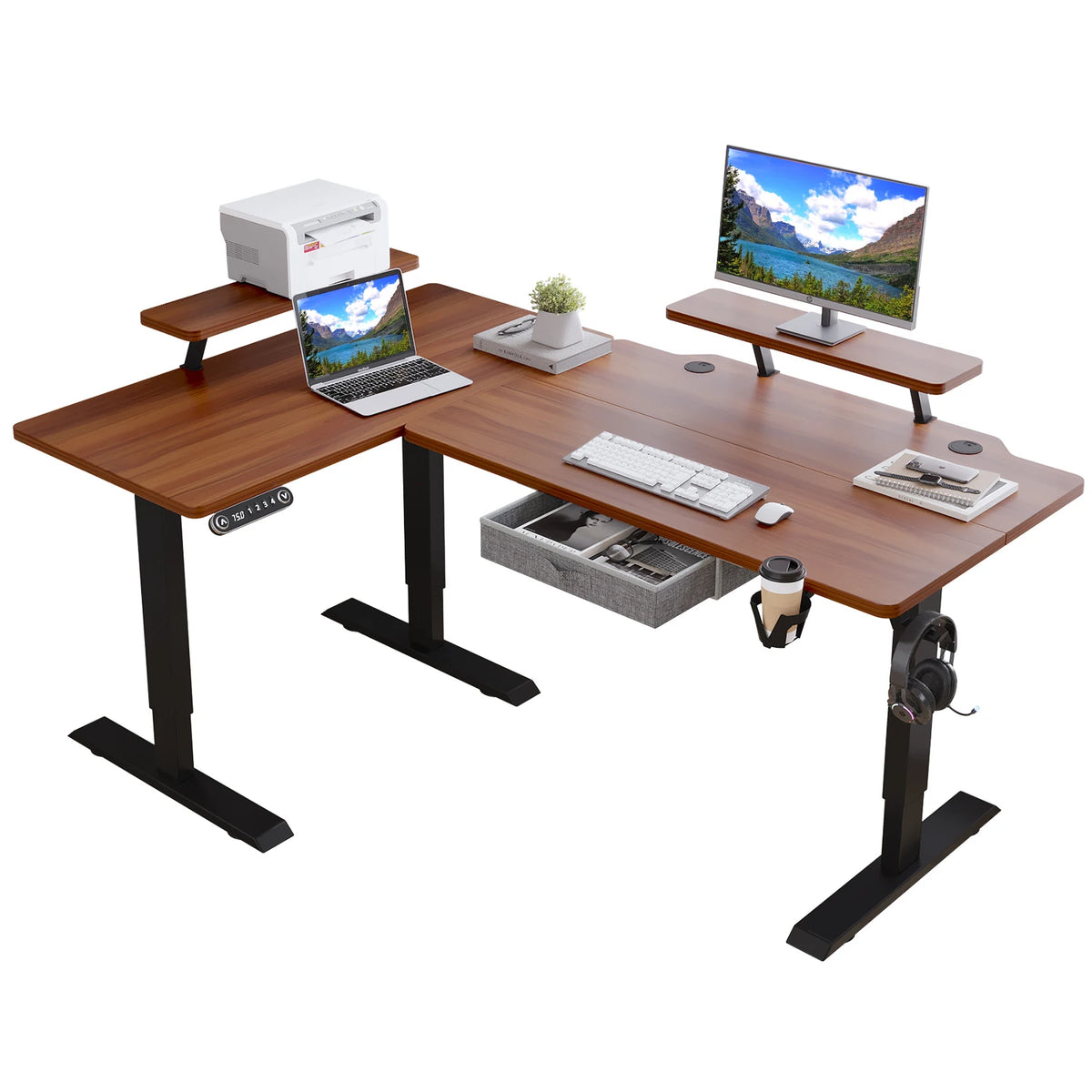 EvoDesk CORNER Blanc | Bureau Assis-Debout Électrique en L 160 × 120 cm