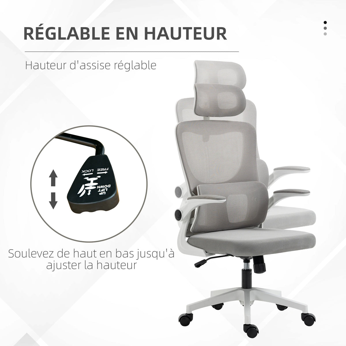 SEAT AIR Gris  | Chaise Ergonomique en Mesh avec Soutien Lombaire