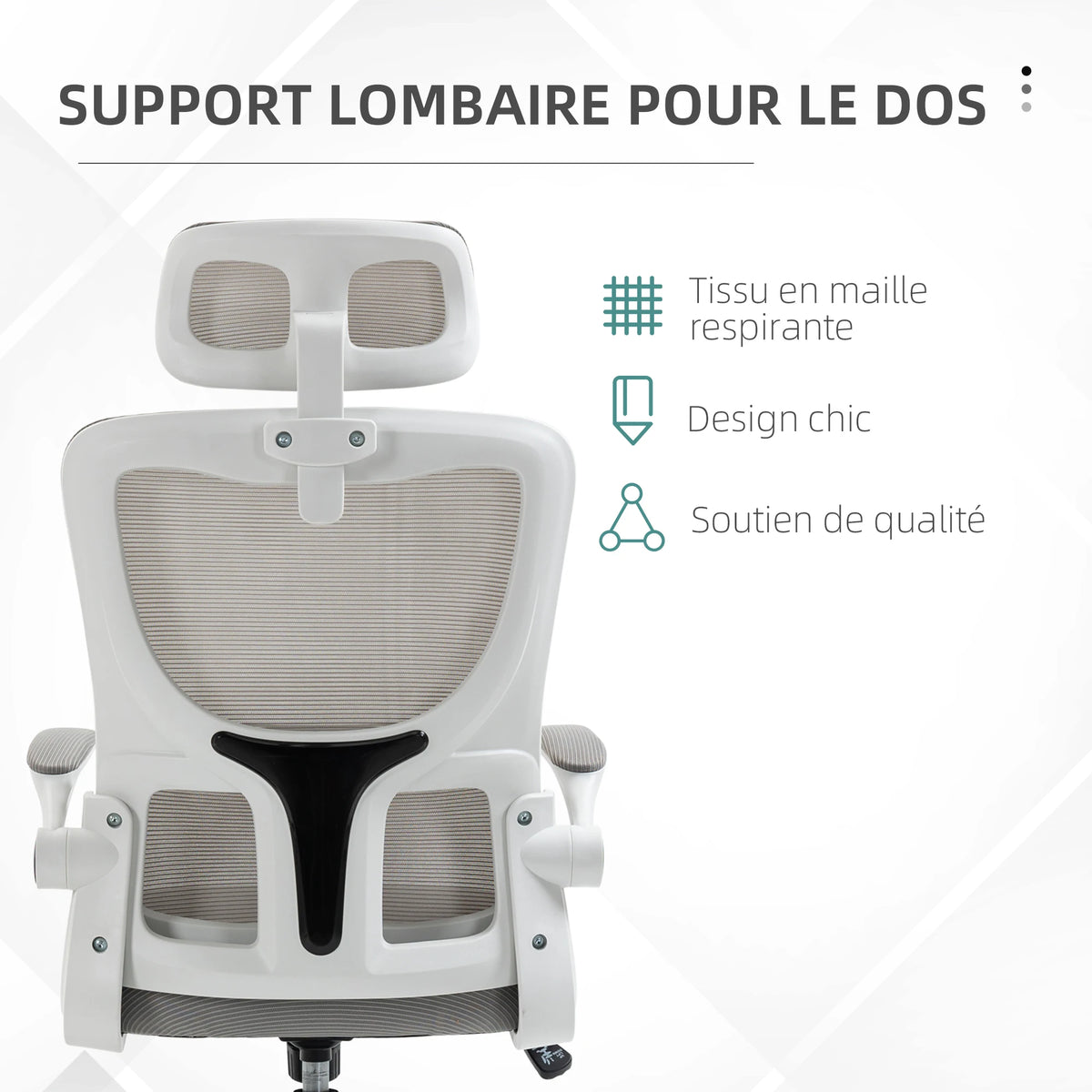 SEAT AIR Gris  | Chaise Ergonomique en Mesh avec Soutien Lombaire