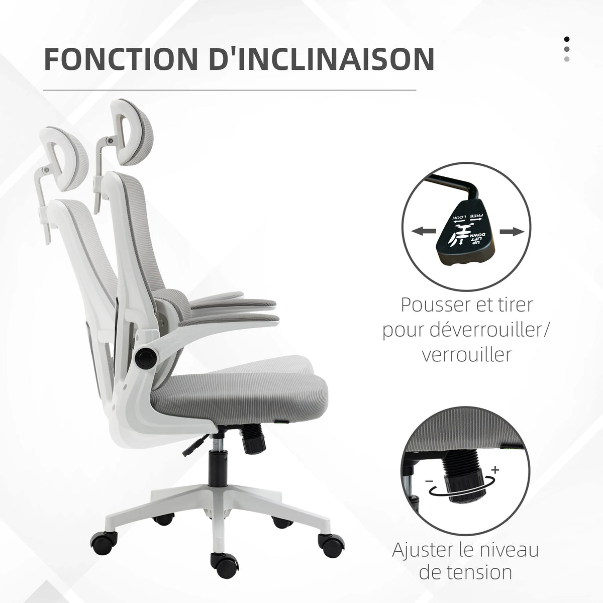 SEAT AIR Gris  | Chaise Ergonomique en Mesh avec Soutien Lombaire