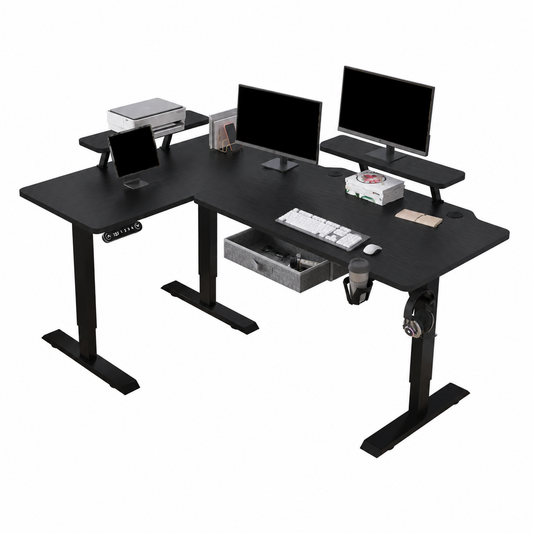 EvoDesk CORNER Noir | Bureau Assis-Debout Électrique en L 160 × 120 cm