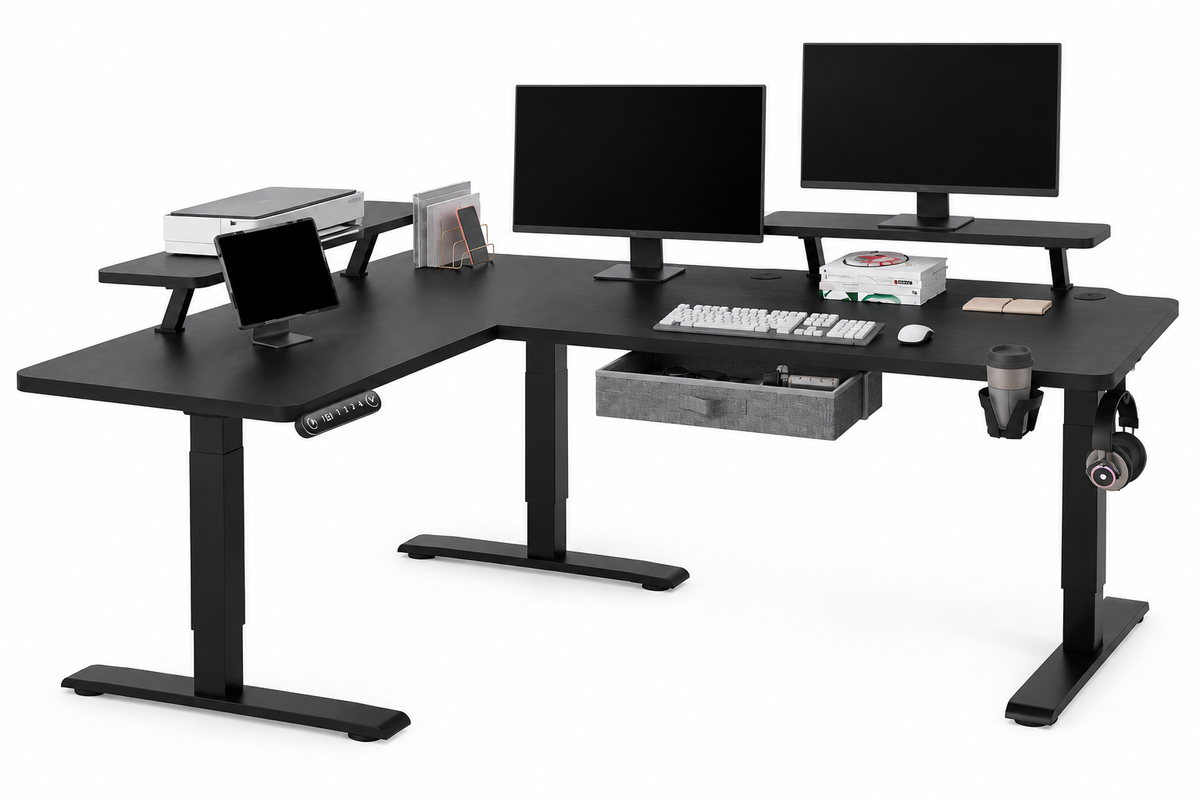 CORNER | Bureau Assis Debout en L Noir